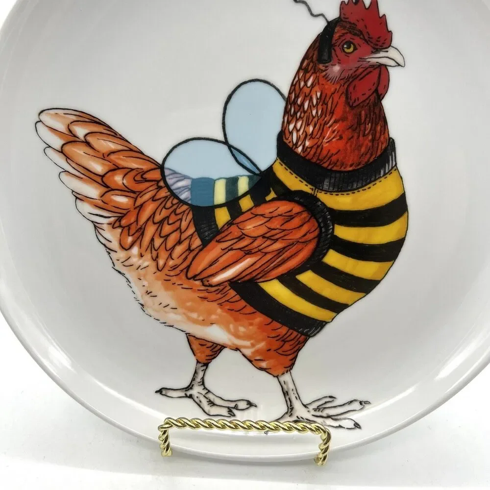 NEW West Elm Rachel Kozlowski Dapper Animal Plate Costume Halloween Chicken Bee